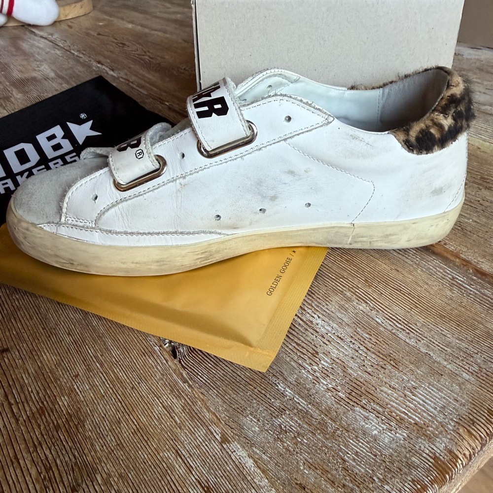 Golden Goose White Leather Old School Sneakers leopard size 39 - Picture 10 of 16